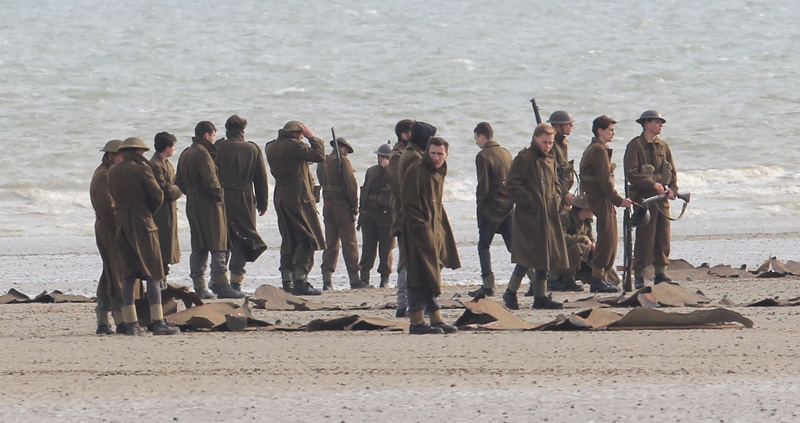 Filming takes place on the Christopher Nolan directed war movie 'Dunkirk' in the exact spot where, 76 years ago to this week, 100,000 soldiers were evacuated. During filming a number of locals were stopped from entering the beach with one person in a land yacht coming very close to driving straight across the set. Three warships circled off the coast adding to the war-like atmosphere while cast members held up cutouts of soldiers to create the illusion of more people in battle. Featuring: Atmosphere Where: Dunkirk, France When: 23 May 2016 Credit: WENN.com
